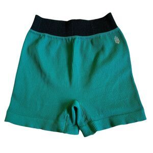 Free People Movement Seamless Ribbed Prajna Shorts Size M/L Teal Black Stretch
